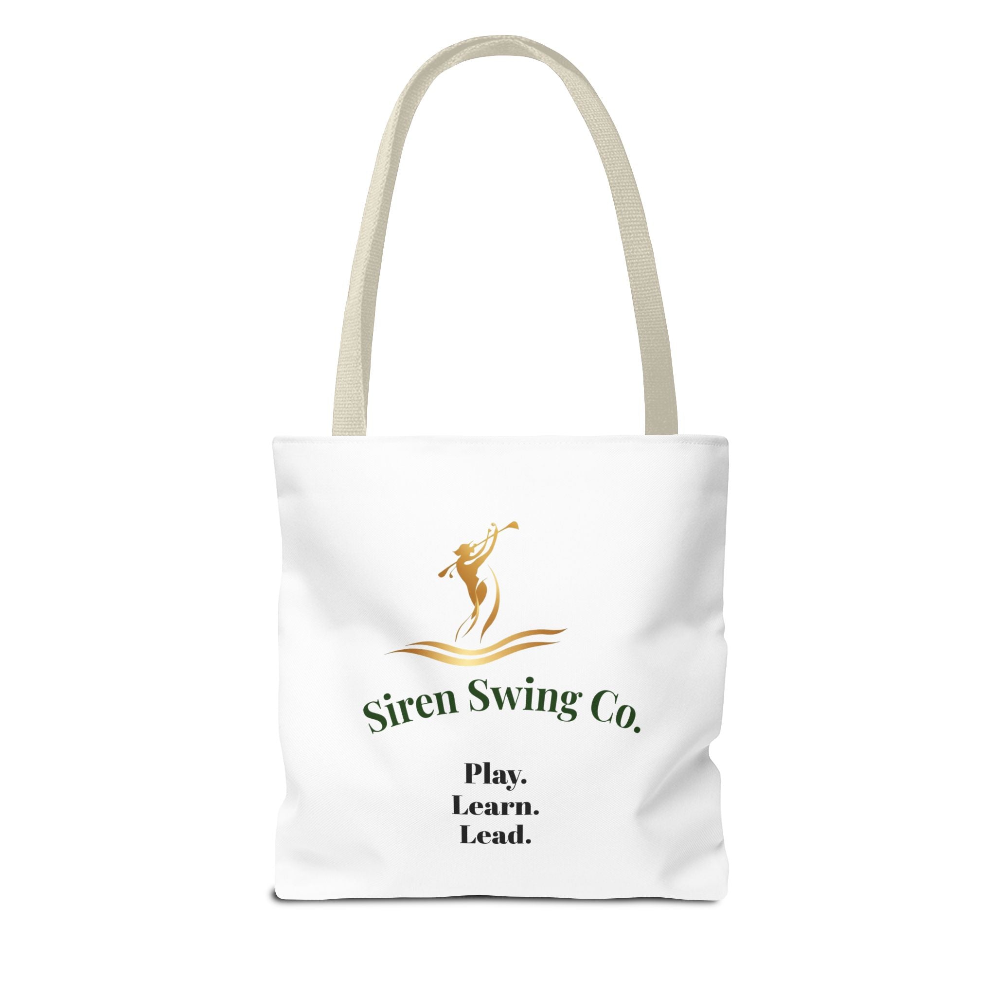 Siren Swing Co. Logo Tote Bag — Play. Learn. Lead. Golf-Inspired Canvas Tote