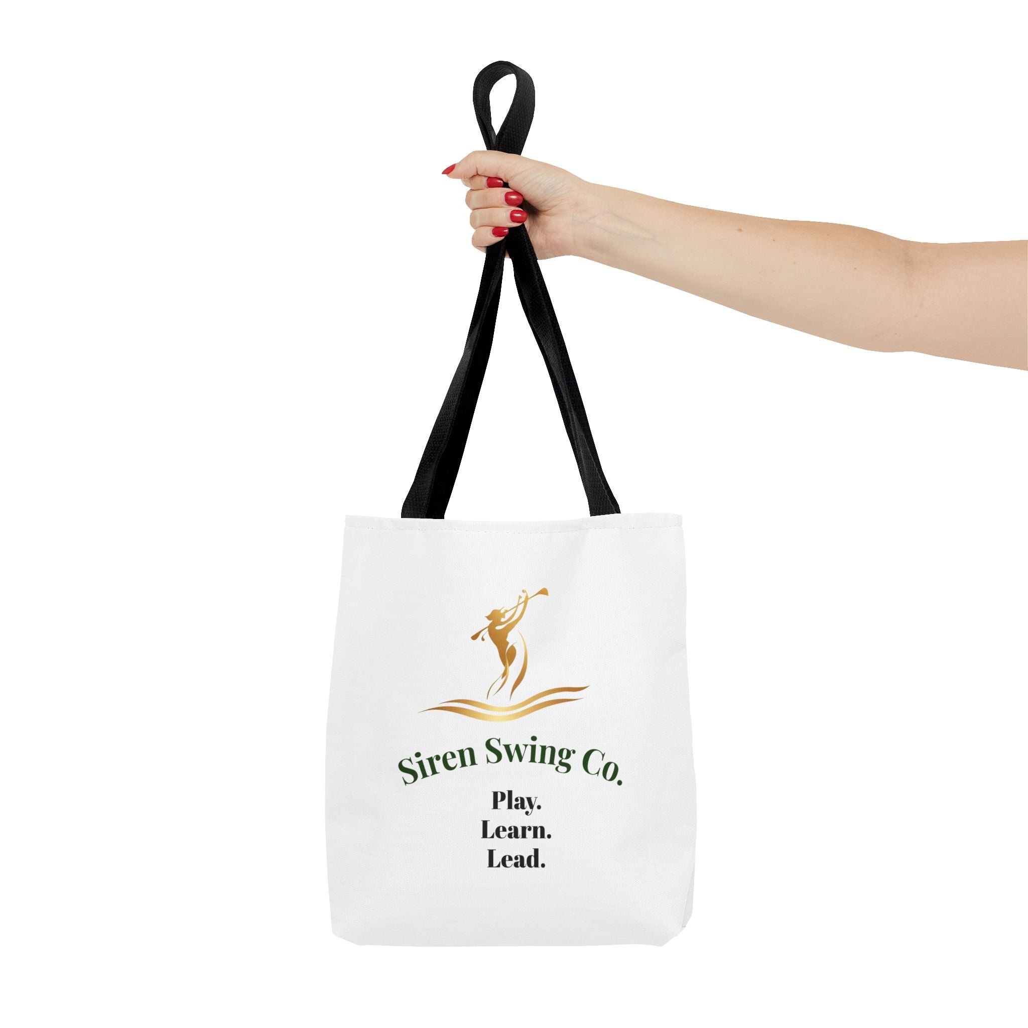 Siren Swing Co. Logo Tote Bag — Play. Learn. Lead. Golf-Inspired Canvas Tote