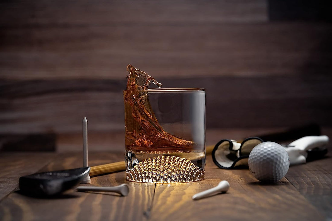 The Wine Savant Golf Ball Whiskey Glasses Set of 4-8oz Golf Gifts - Unique Whiskey Golf Glasses Set - Golf Gifts For Men & Women - Gifts for Golfers Golf Accessories Golf Ball Glasses (4 pack)