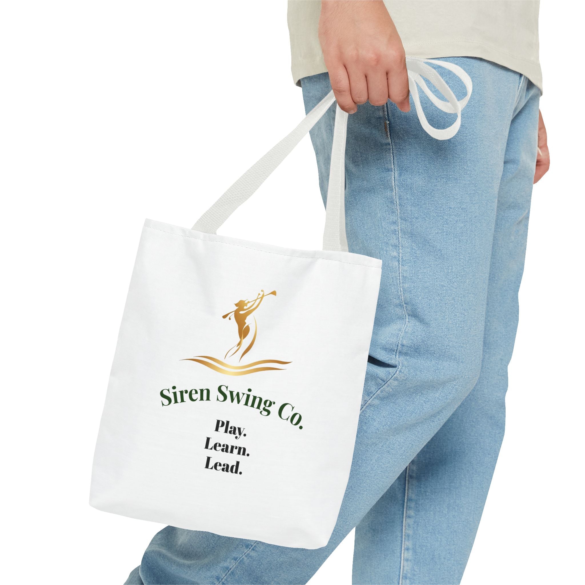 Siren Swing Co. Logo Tote Bag — Play. Learn. Lead. Golf-Inspired Canvas Tote