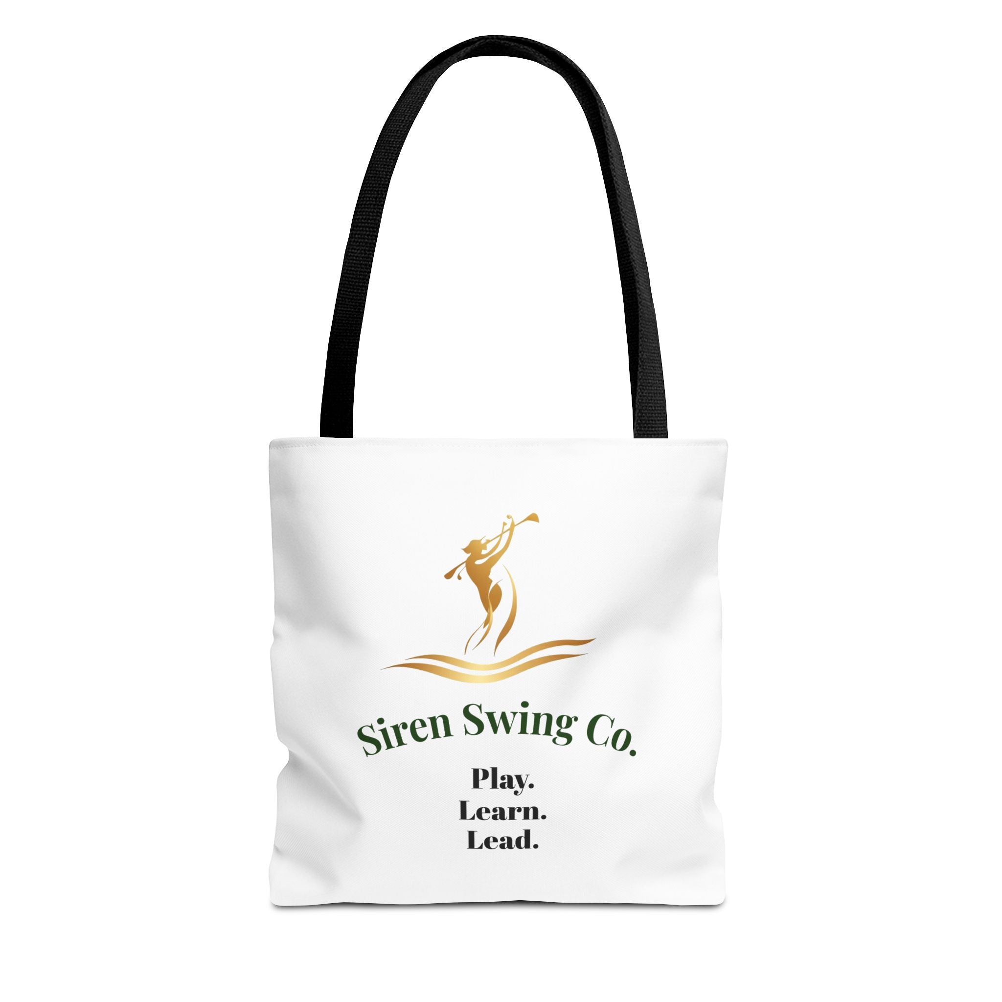 Siren Swing Co. Logo Tote Bag — Play. Learn. Lead. Golf-Inspired Canvas Tote