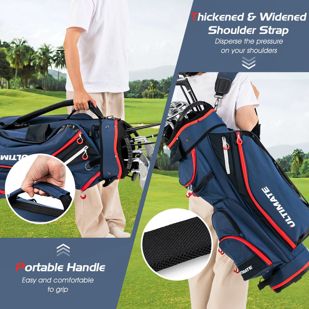 NNECW Lightweight & Large Capacity Golf Cart Bag with Beverage Cooler Bag-Blue