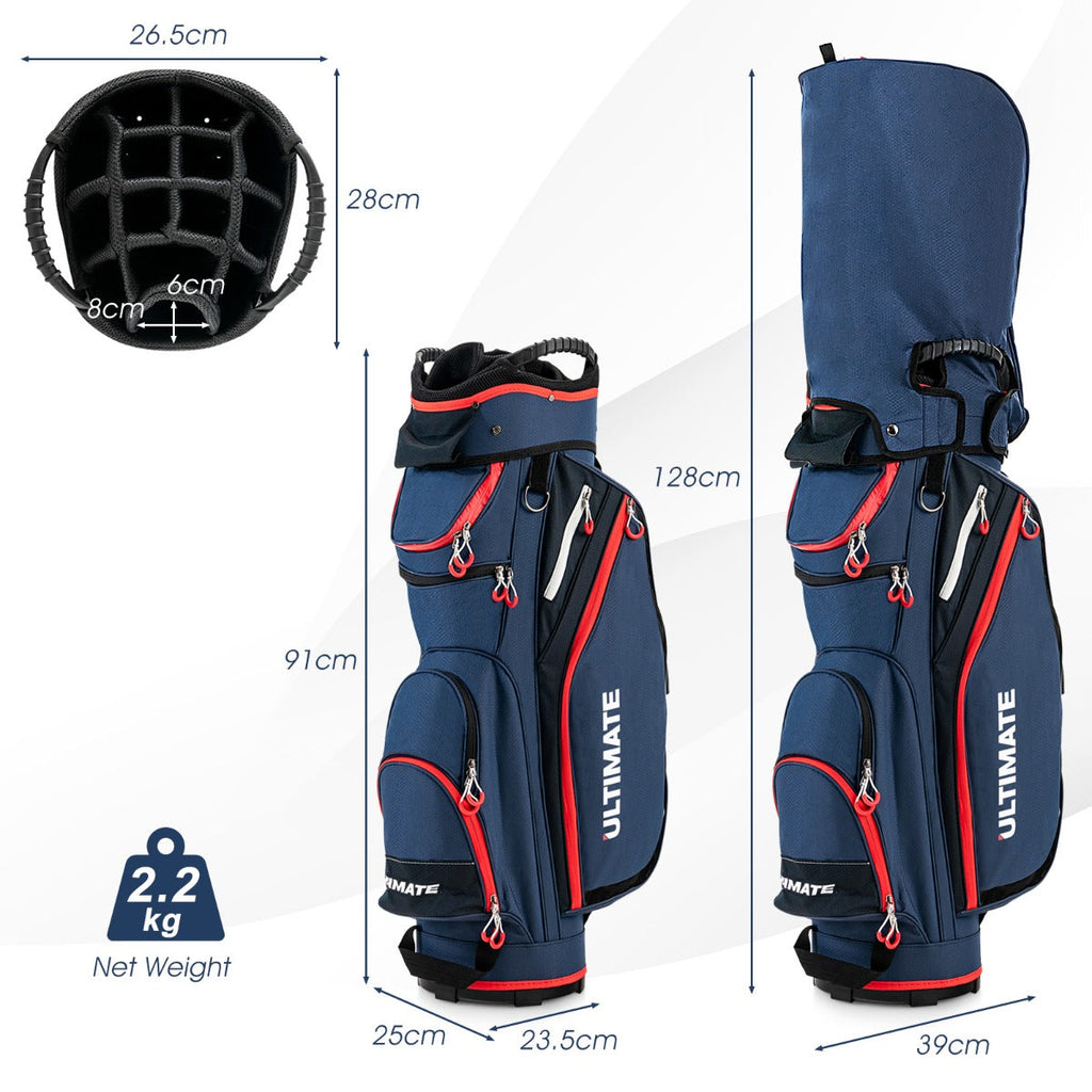 NNECW Lightweight & Large Capacity Golf Cart Bag with Beverage Cooler Bag-Blue